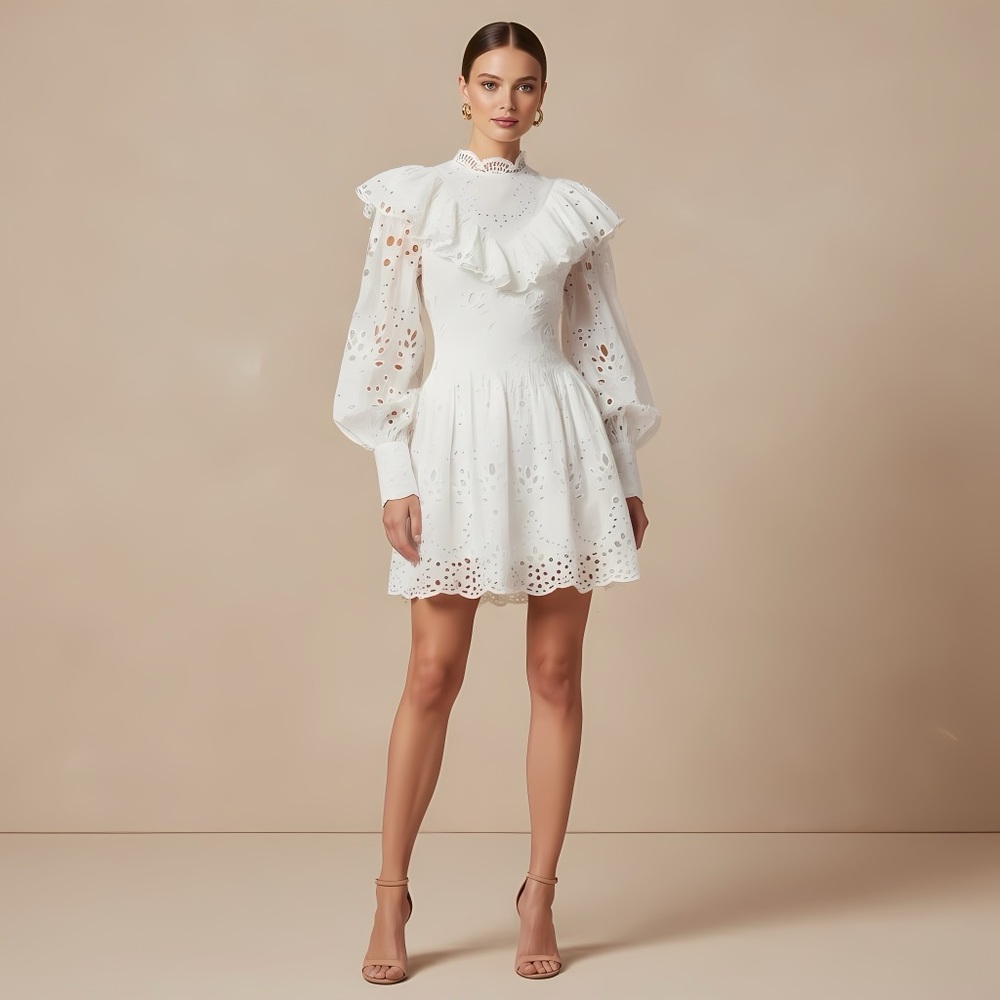 ASOS White Long Sleeve Lace Dress